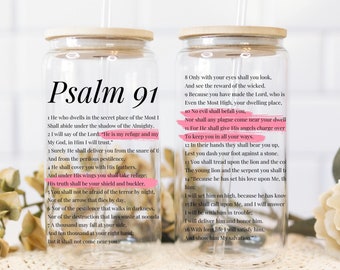 Psalms 91 PNG Bundle: Christian Sublimation Design for 16oz Libbey Tumbler
