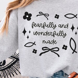 Fürchterlich und wunderbar gemacht PNG | Retro christliches Gekritzel-Design | Bibelvers Sublimation | Glaube-basiert PNG für Shirt | Religiöse Cliparts