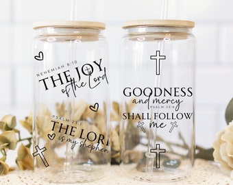 Bible Verse Iced Coffee Tumbler Wrap | Christian Sublimation (PNG)