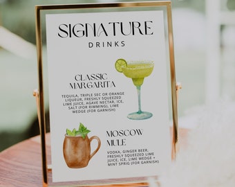Modern Signature Drink Sign | Editable Bar Menu Template (Digital Download)