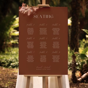 Terracotta Wedding Seating Chart Template | Editable DIY Minimalist Wedding Sign | Modern Boho Printable | Burnt Orange and White Bundle