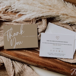 Boho Small Business Dankeskarten Canva | Small Business Branding | Packungsbeilage Karte | Vielen Dank für Ihre Bestellung DIY | SOFORTIGER DOWNLOAD
