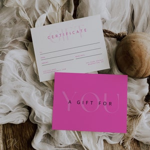 Gift Certificate Printable Template Bundle | DIY Gift Voucher | Editable Gift Card | Spa Salon Certificate Canva Pro | Pink Black and White