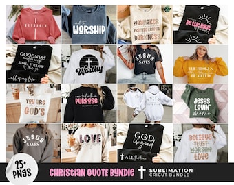 Christian Quotes PNG Bundle: Bible Verse Sublimation Designs (Commercial Use)