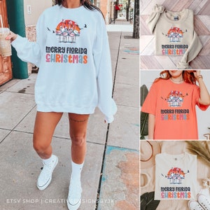 Frohe Weihnachten in Florida | Flamingo Weihnachten Shirt Design | Retro Sublimation | Cricut Cut-Datei | Weihnachtsgeschenk | Florida Geschenk für Sie