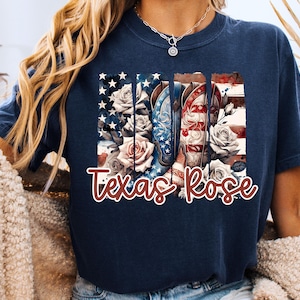Rustique Texas Rose USA bottes coup de pinceau PNG, sublimation de pays de l'ouest, conception de chemise de cow-girl du sud, rodéo esthétique vintage POD autorisé