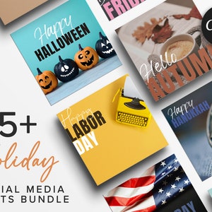 55+ Holiday Social Media Posts: Canva Pro Templates