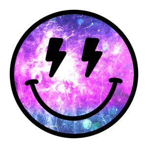Visage souriant PNG | Chemise Smiley du zodiaque néon | Conception par sublimation | PNG tendance | Populaire maintenant | Cricut | PNG bleu et violet | Téléchargement instantané