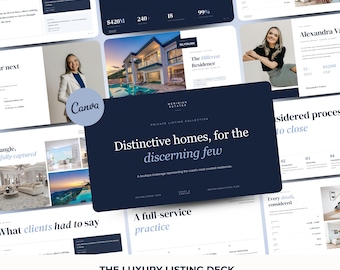 THE LUXURY LISTING Realtor Deck | 10 Editable Canva Slides | Real Estate Listing Presentation Template | Agent Marketing | Realtor Branding
