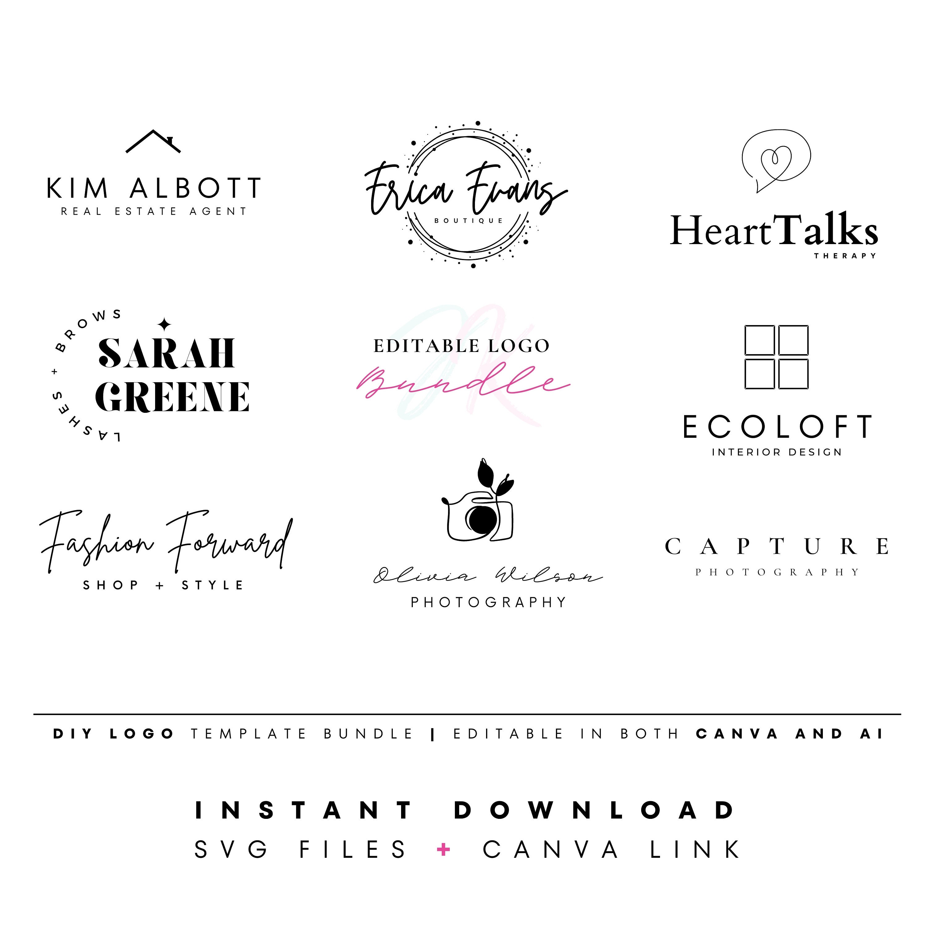Editable Logo Canva Template Bundle Canva and SVG Logo Etsy Canada