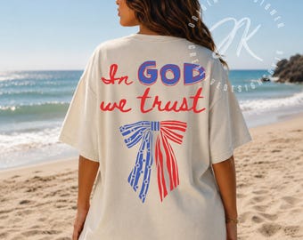 In God We Trust PNG | Patriotic Coquette Bow Png | Christian Fourth of July Shirt Design | Faith Based USA PNG | Digital Download