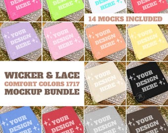 Comfort Colors Flatlay T-Shirt Mockup Bundle | 14 Comfort Colors 1717 Boho Mockup | Neon Pink Orchid Watermelon Espresso Crimson | CJK MOCKS