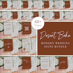Desert Boho Wedding Sign Bundle: Terracotta Editable Template (Canva Pro)