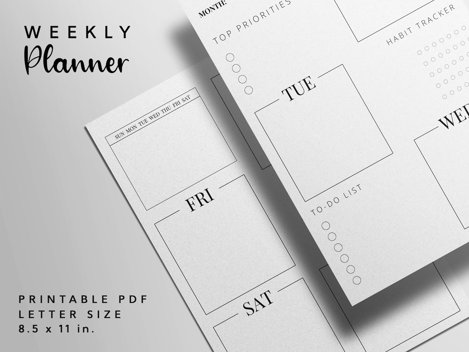 Weekly planner printable week on 2 pages weekly schedule etsy
