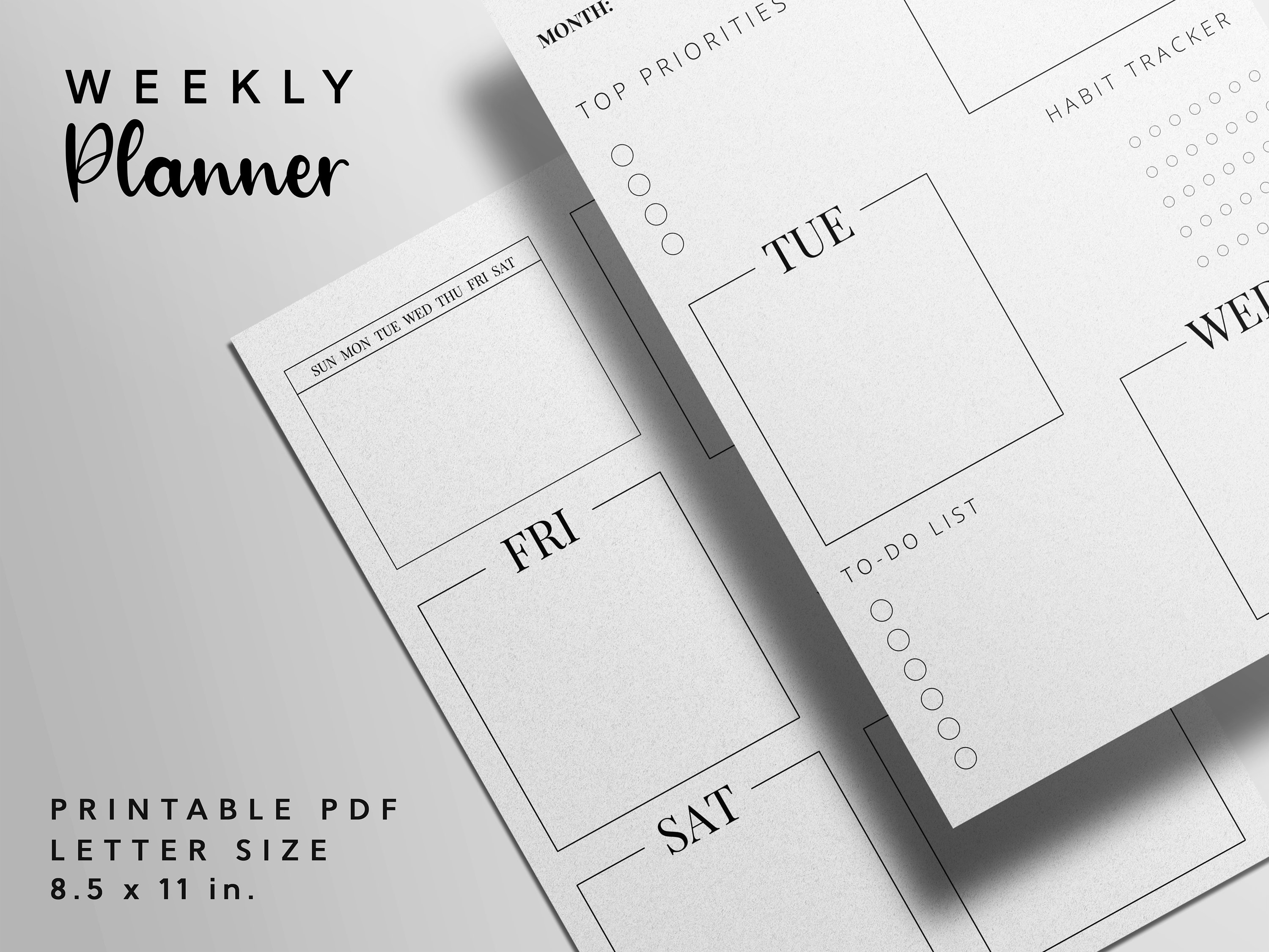 Weekly planner printable week on 2 pages weekly schedule etsy