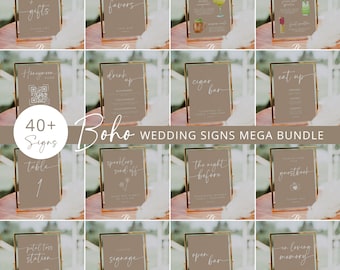 Boho Wedding Sign MEGA Bundle | Beige Minimalist Template (Digital Download)