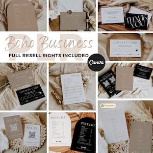 Master Weiterverkaufs-Rechte bündeln | PLR Bundle Modernes Boho MEGA Business Brand Canva Bundle | QR-Codes, Preislisten, Visitenkarten und mehr!