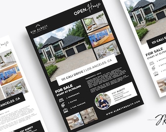 Luxury Real Estate Open House Flyer Template (Canva Editable)