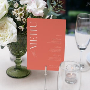 Ensemble de menus de mariage moderne rose pêche | Papeterie de mariage modifiable | Modèle de toile de mariage minimaliste | Rose imprimable | TÉLÉCHARGEMENT IMMÉDIAT