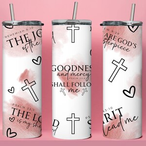 Versetti della Bibbia quotidiani Citazione Tumbler acquerello / Tumbler sottile da 20 oz Sublimazione / Regalo basato sulla fede per gli amanti della Bibbia / Citazioni motivazionali