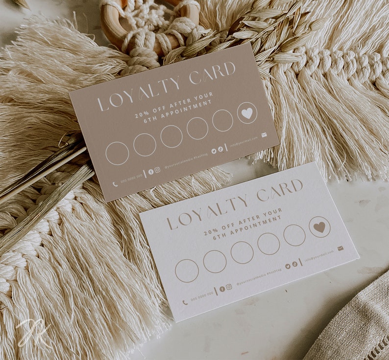Boho-klantenkaartbundel: salon-vip-beloningen (Canva Pro bewerkbaar, digitale download) afbeelding 1