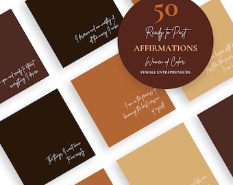 50 Affirmation Cards for Women of Color: Boho Self-Love Quotes (Instant Download)