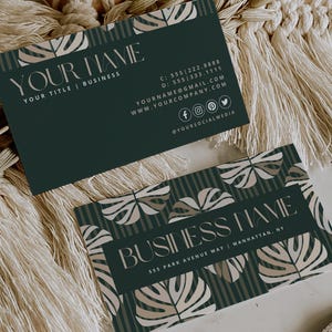 Boho Palms Business Card DIY Canva Template | Printable Card | Small Business | Business Branding Sage Business Card | INSTANT DOWNLOAD