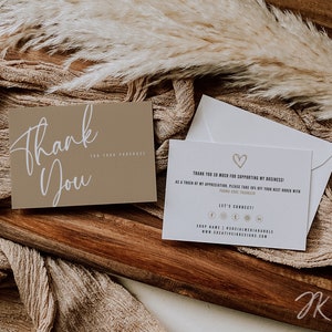 Boho Business Dankeskarte | Small Business Branding | Bearbeitbare Packungsbeilage Karte DIY | Vielen Dank für Ihre Bestellung | SOFORTIGER DOWNLOAD