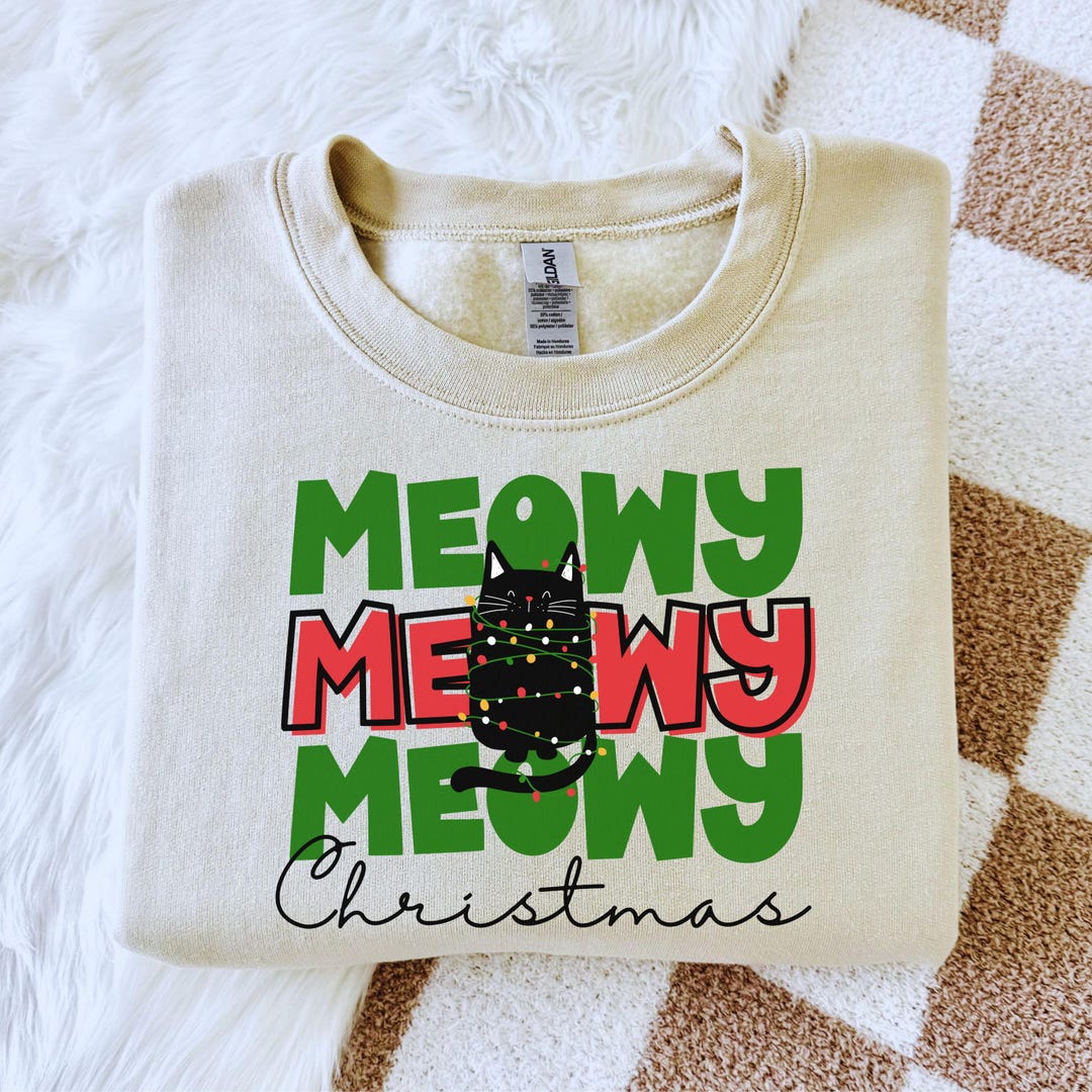 Meowy Christmas Cat PNG: Holiday Sublimation Design (digital Download ...