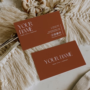 Terracotta Modern Business Card DIY Canva Template | Printable Card | Small Business Branding | Minimal Business Card | INSTANT DOWNLOAD