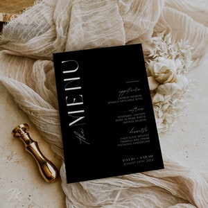 Elegant Minimalist Black and White Wedding Food Menu Bundle - Modern Stationery Set | Editable Canva Template | Printable Decor DIY Cards