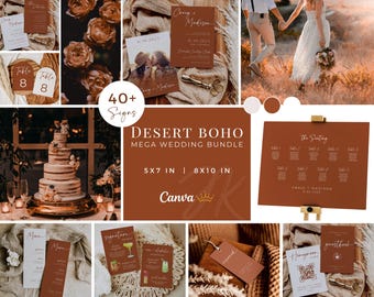 Terracotta Desert Boho Wedding Signage Mega Bundle (Canva Editable)