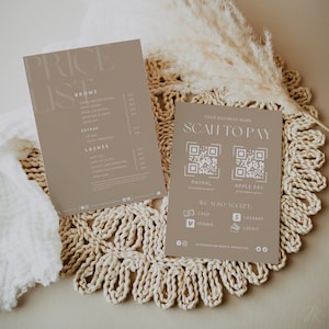 Boho Price List & Scan to Pay Template: Salon, Craft Fair (DIY Printable)