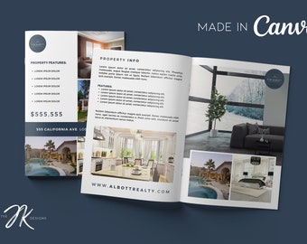 Luxury Real Estate Listing Brochure: A4 Canva Template (Editable)