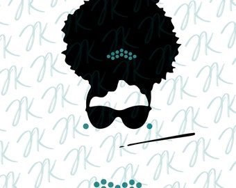 Audrey Hepburn Black Girl Magic SVG PNG EPS: Afro American Design