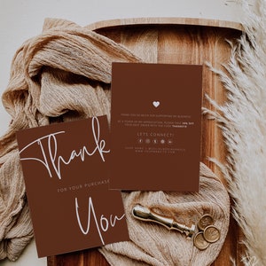 Terracotta Thank You Card Template: Editable Small Business Insert (Instant Download)