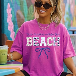 This Mama Needs the Beach | Coastal Coquette Beach PNG | Seashell Bow Summer Mom Shirt Design | DIGITAL DOWNLOAD