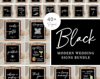 Modern Wedding Sign MEGA Bundle: Black & White Editable Templates (Digital Download)