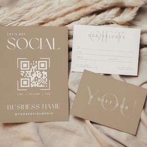Boho QR Code Social Media Sign: Editable Canva Template (5x7 in, Digital Download)