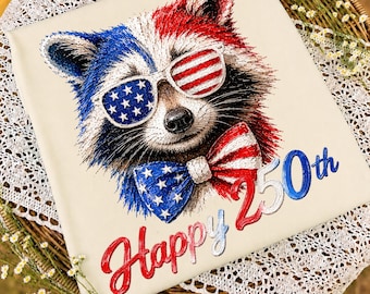 Patriotic Painted Raccoon PNG | Happy 250th America Raccoon PNG | Red White Blue Fourth of July PNG | America 250 Shirt Design | Patriotic