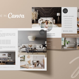 Luxury Real Estate Brochure Template: Boho Property Listing (Canva PRO, A4, 4-Page)