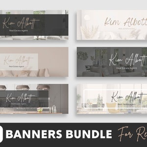 Real Estate LinkedIn Banner Template: Canva Pro, Marketing Set of 6