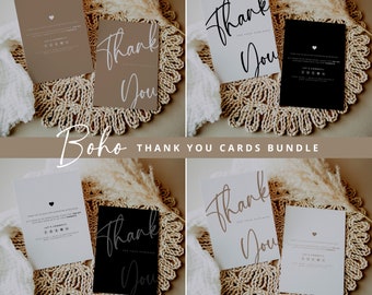 Boho Thank You Card Bundle: Small Business Inserts (Canva Editable)