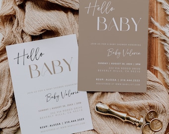 Boho Baby Shower Card Bundle: Beige, White & Black (Digital Download)