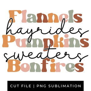Fall Boho Retro PNG: Flannels, Hayrides, Pumpkins (Commercial Use)