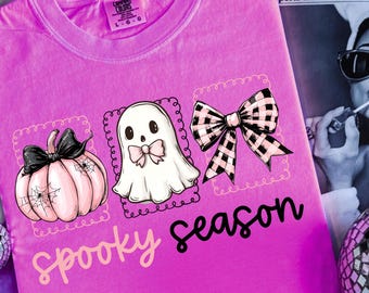 Preppy Halloween PNG: Rosa pumpa spökrosett - Flickig sublimeringsfil