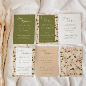 Botanical Light Pink Dream Wedding Invite | Oscar De La Inspired | Soft Floral Bridal Signage DIY | Luxury Wedding | Garden Wedding Invites
