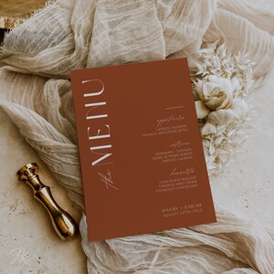 Pacchetto menu di nozze Boho in terracotta / Cancelleria nuziale modificabile / Modello Canva per matrimonio minimo / Boho stampabile / DOWNLOAD IMMEDIATO
