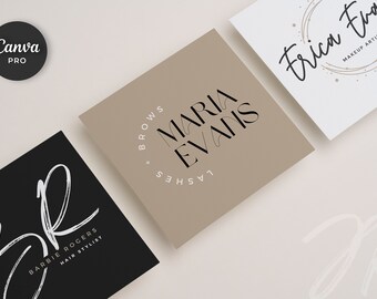Boho Beauty Logo Bundle: DIY Canva Templates (Instant Download)