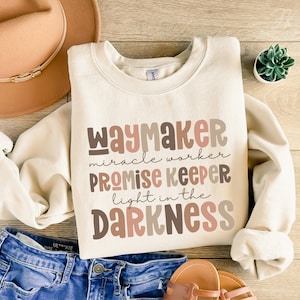 Boho Way Maker Miracle Worker Versprechen Wächter Licht in Dunkelheit PNG | Retro Christliche | Jesus Png | Kirchen Shirt Sublimation | Cricut-Datei
